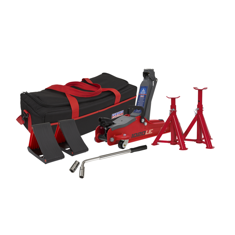 Sealey 1020LEBAGCOMBO Low Profile Short Chassis Trolley Jack Accessories Bag Combo, 2 Tonne - Red