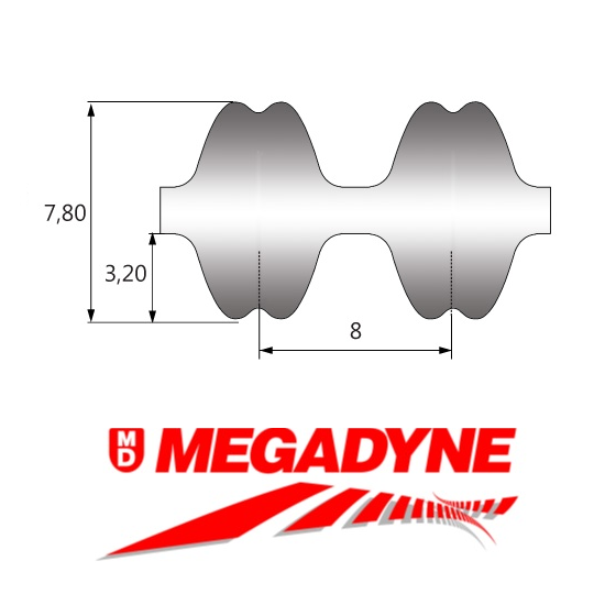 1200-RPP8-DD-20 Megadyne Isoran Double-Sided Timing Belt (1200-8M-20DD)