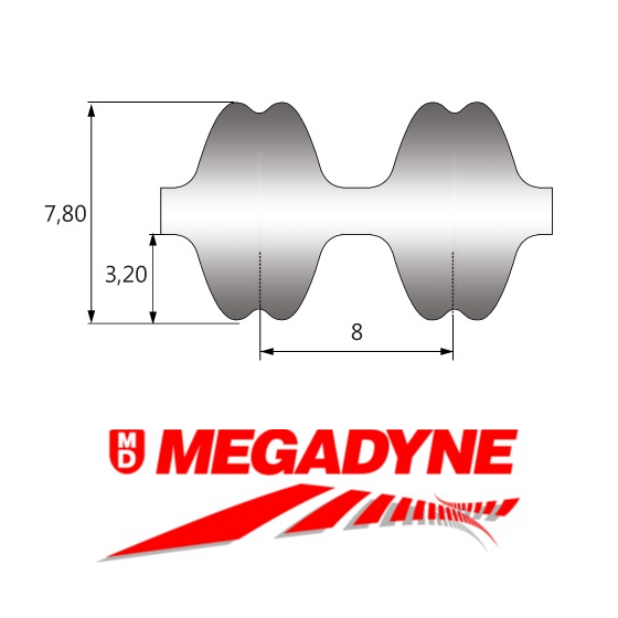 1280-RPP8-DD-20 Megadyne Isoran Double-Sided Timing Belt (1280-8M-20DD)