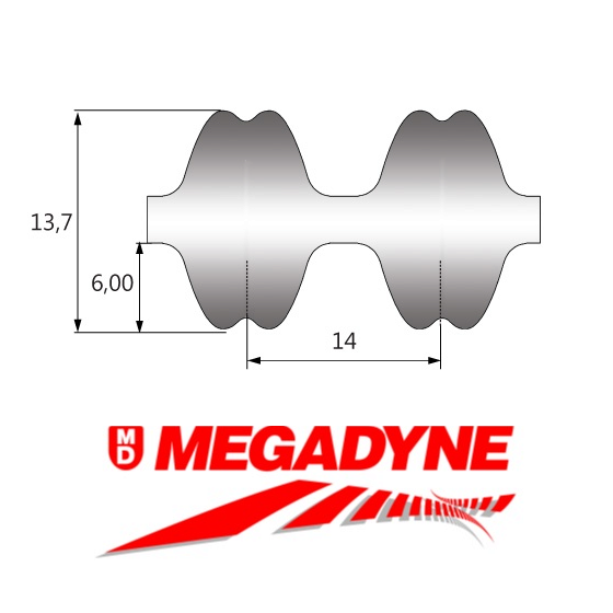 1610-RPP14-DD-85 Double-Sided Synchronous Timing Belt (Megadyne Isoran) 1610-14M-85DD