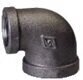 1 1/4 x 1/2inch BSPT Reducing Female Elbow 90 Degree Black Malleable Iron Fitting Banded BS143, Fig 90