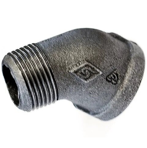 1 1/4inch BSPT Male Female Elbow 45 Degree Black Malleable Iron Fitting Banded BS143, Fig 121