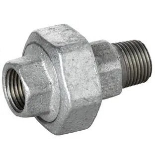 1/2inch BSP Male Female Union Beaded DIN Galvanised Malleable Iron, Fig 341