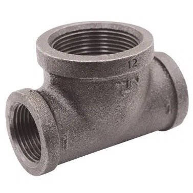 1 x 1 1/4 x 1inch BSPT Increasing Female Branch Tee Black Malleable Iron Fitting Banded BS143, Fig 130