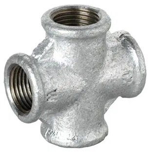 1inch BSPP Female Cross Galvanised Malleable Iron Fitting Beaded DIN, Fig 180