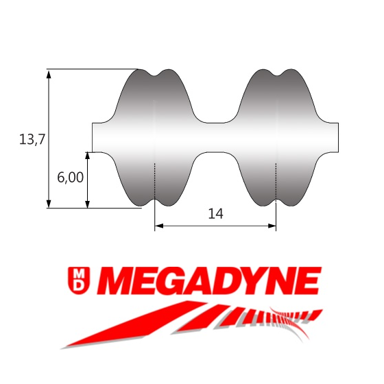 3150-RPP14-DD-115 Double-Sided Synchronous Timing Belt (Megadyne Isoran) 3150-14M-115DD