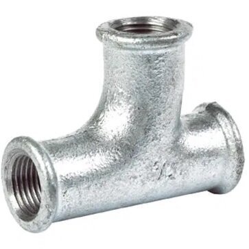 3/4inch BSPP Female Pitcher Tee Beaded DIN Galvanised Malleable Iron, Fig 131