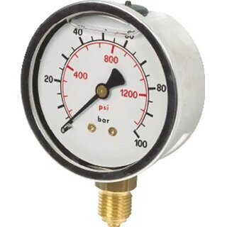 1/4inch BSPP 0-1500 PSI Stainless Steel 63mm Bottom Connection Pressure Gauge