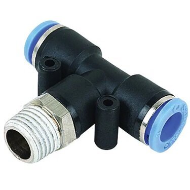 6mm x 1/4inch NPT Swivel Male Branch Tee Black & Blue Push-In Fitting (NPT)