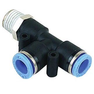 8mm x 3/8inch Swivel Male Run Tee Black & Blue Push-In Fitting (NPT)