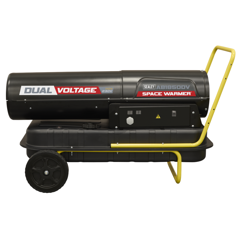 Sealey AB1850DV Dual Voltage Space Warmer Kerosene/Diesel Heater with Wheels 185,000Btu/hr(55kW)