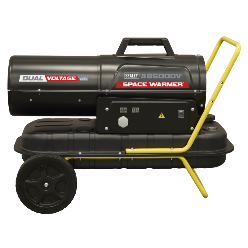 Sealey AB500DV Dual Voltage Kerosene/Diesel Space Warmer Heater with Wheels 50,000Btu/hr