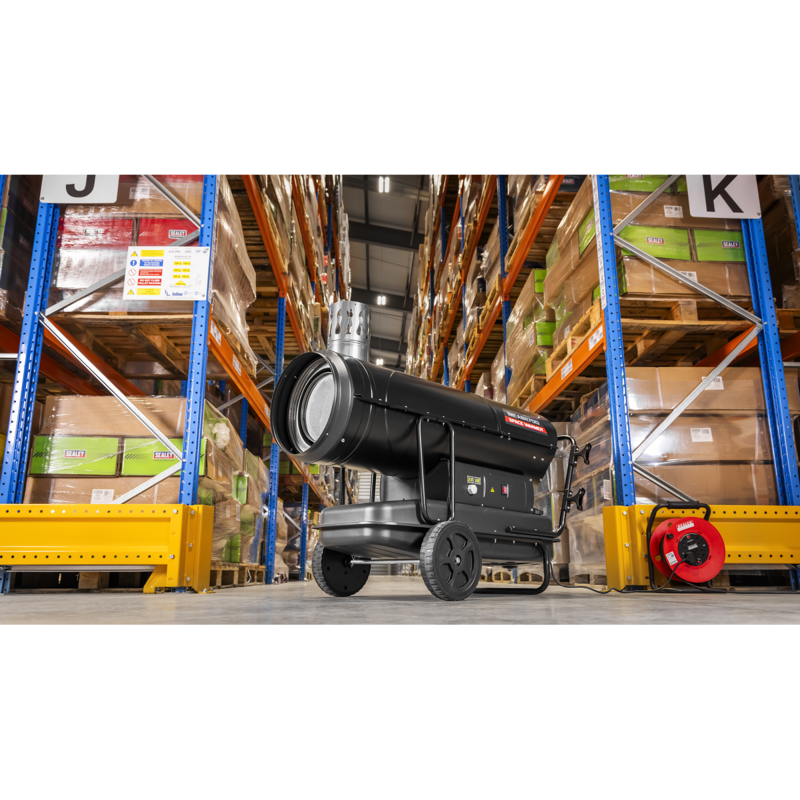 Sealey ABI1700 Space Warmer Indirect Kerosene/Diesel Heater with Wheels 170,000Btu/hr