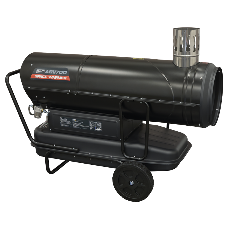Sealey ABI1700 Space Warmer Indirect Kerosene/Diesel Heater with Wheels 170,000Btu/hr