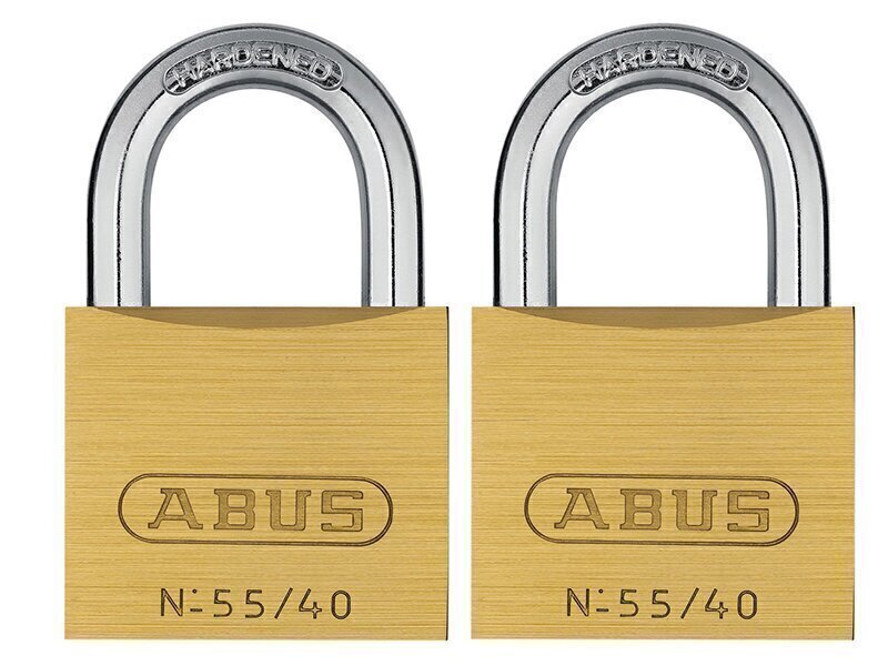 ABUS Mechanical 55/40mm Brass Padlocks Twin Pack