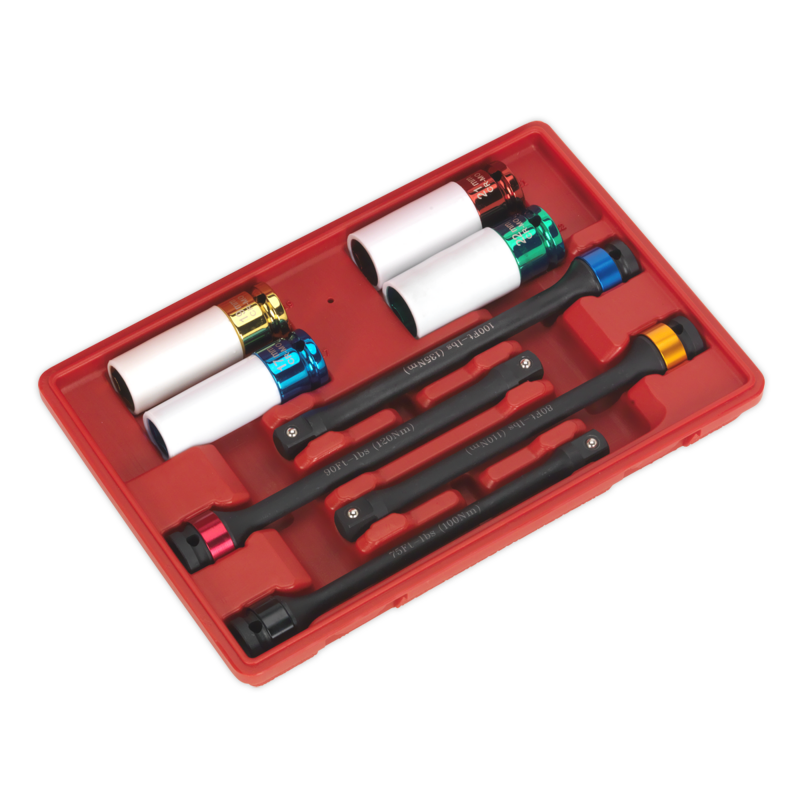 Sealey AK2243 Torque Stick  Aluminium Wheel Impact Socket Set 8pc 1/2Sq Drive
