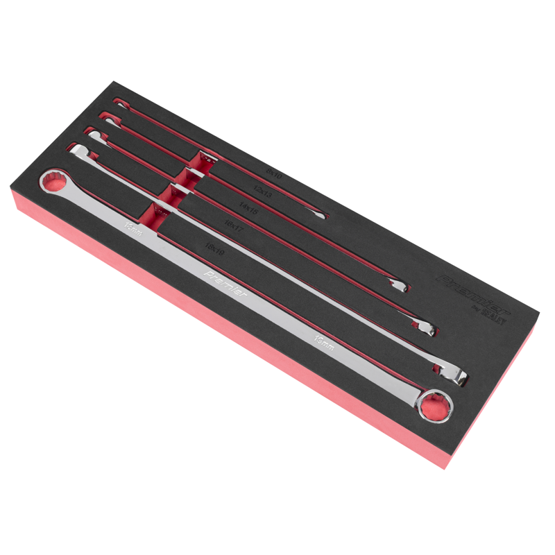 Sealey AK63110 Premier Extra-Long Double End Ring Spanner Set in EVA Foam Tray 5pc
