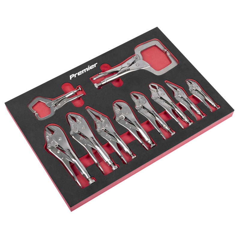 Sealey AK6802 Premier Locking Pliers Set with Foam Tray 10pc