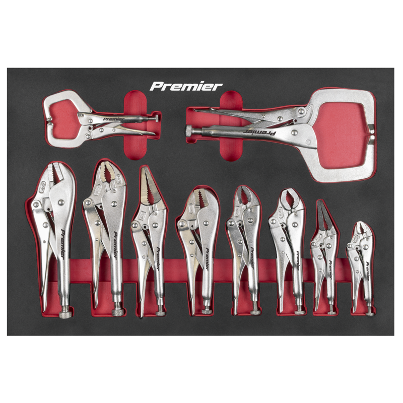 Sealey AK6802 Premier Locking Pliers Set with Foam Tray 10pc