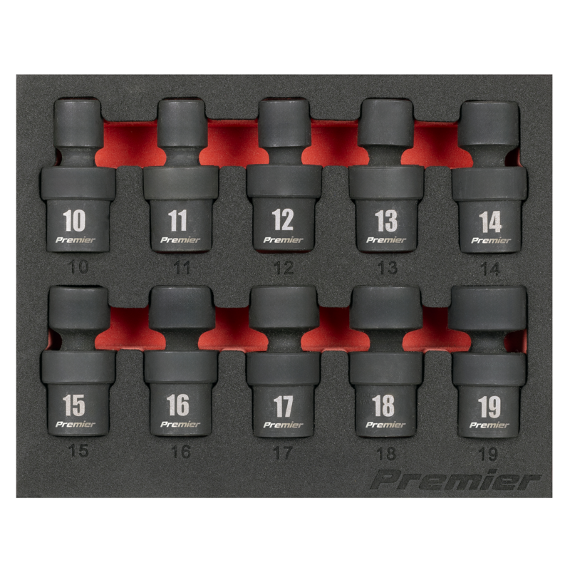 Sealey AK68220 Premier Universal Joint Impact Socket Set 3/8Sq Drive 10pc