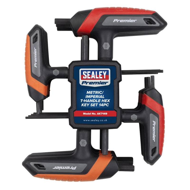 Sealey AK7149 Premier Metric/Imperial T-Handle Hex Key Set 14pc