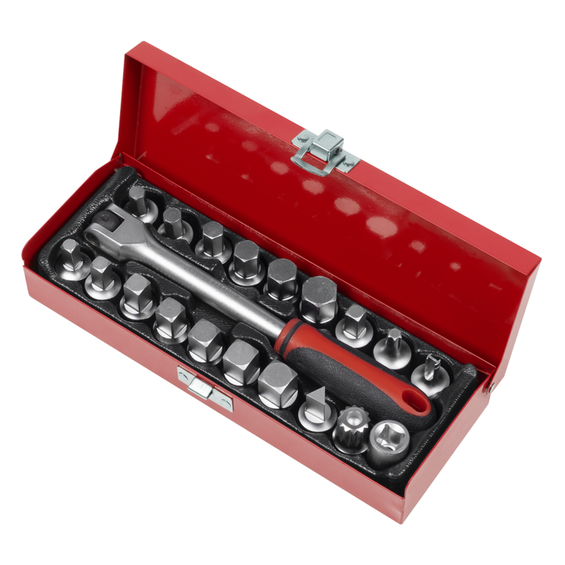 Sealey AK759 Oil Drain Plug Key Set 3/8Sq Drive 20pc