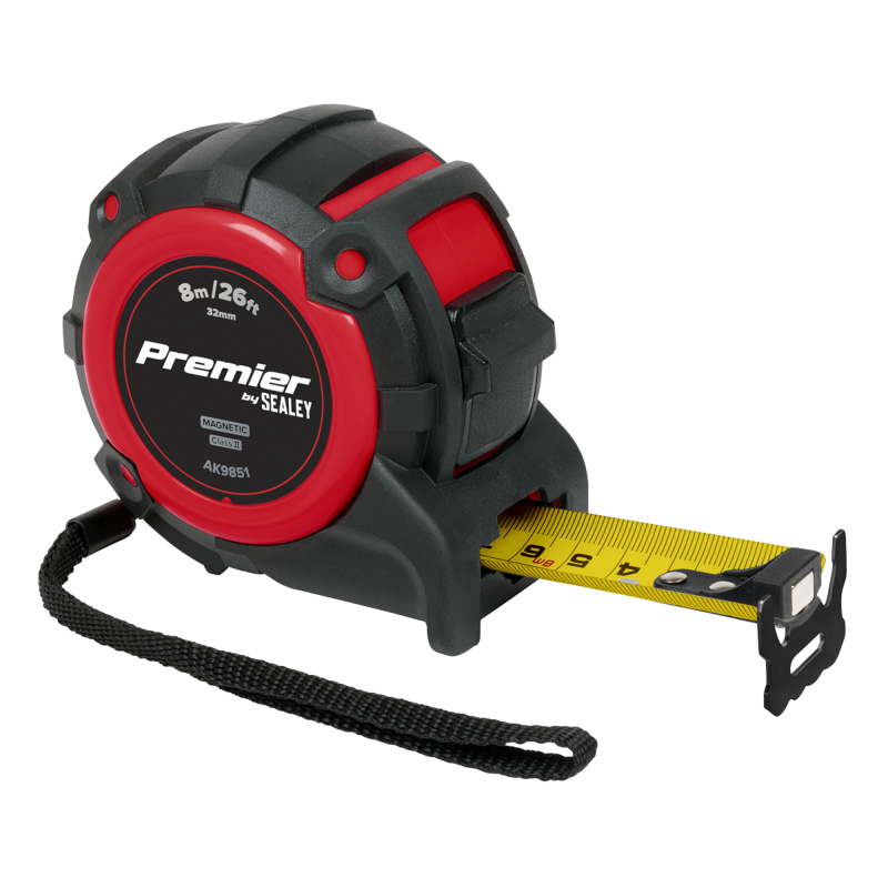 Sealey AK9851 Premier Metric/Imperial Tape Measure Extra-Wide Blade 8m(26ft) x 32mm