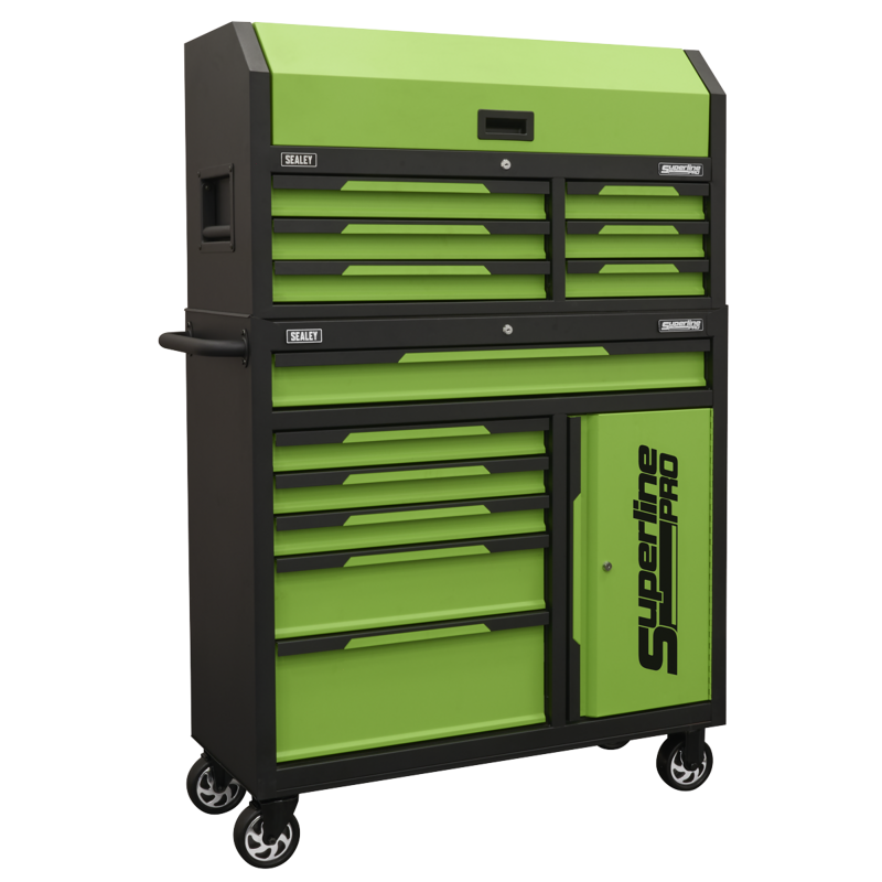 Sealey AP1080HVG Superline Pro Topchest  Rollcab Combination 12 Drawer  1 Door Cupboard - Green