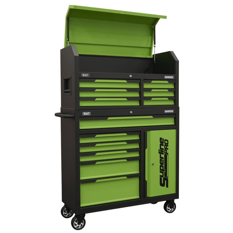 Sealey AP1080HVG Superline Pro Topchest  Rollcab Combination 12 Drawer  1 Door Cupboard - Green