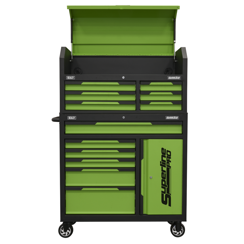 Sealey AP1080HVG Superline Pro Topchest  Rollcab Combination 12 Drawer  1 Door Cupboard - Green