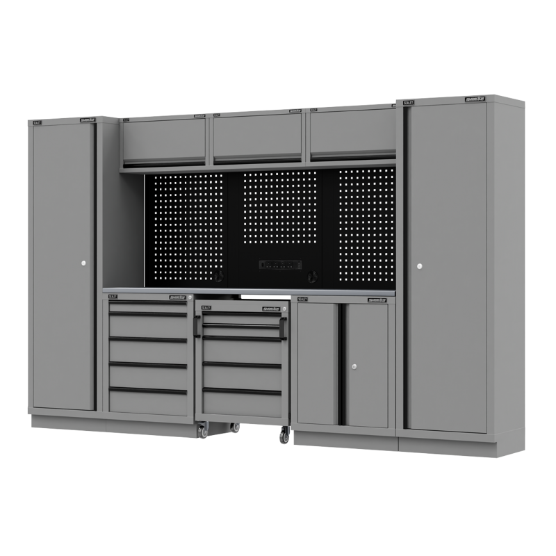 Sealey APMSBESTACK01SS Superline PRO Black Edition Storage System with Stainless Worktop 3.24m