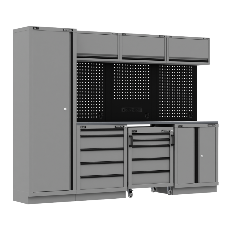 Sealey APMSBESTACK02SS Superline PRO Black Edition Storage System with Stainless Worktop 2.64m