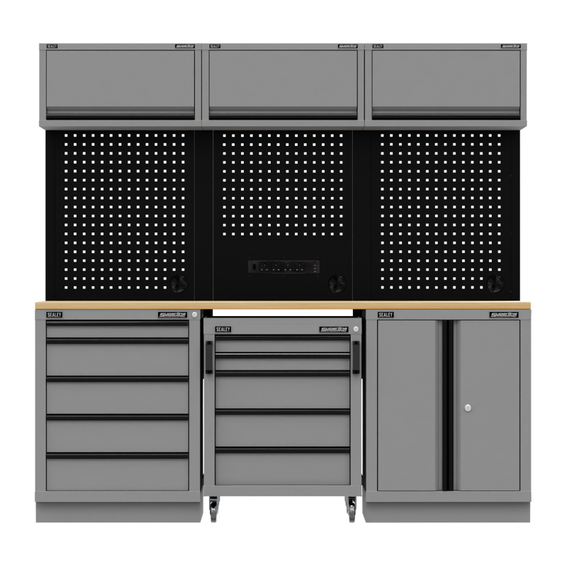Sealey APMSBESTACK03W Superline PRO Black Edition Storage System with Rubber Wood Worktop 2.04m