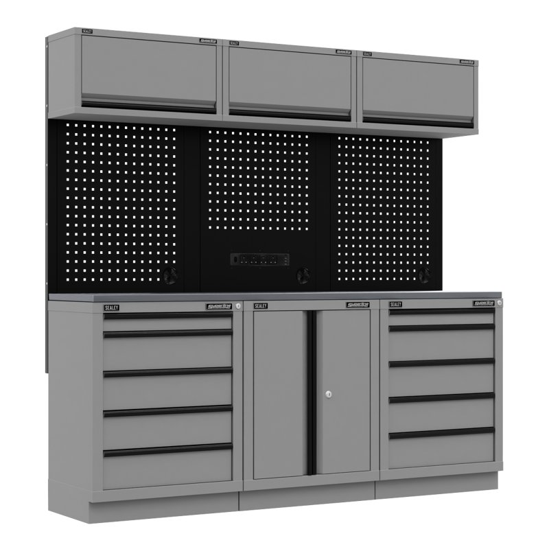 Sealey APMSBESTACK04SS Superline PRO Black Edition Storage System with Stainless Worktop 2.04m