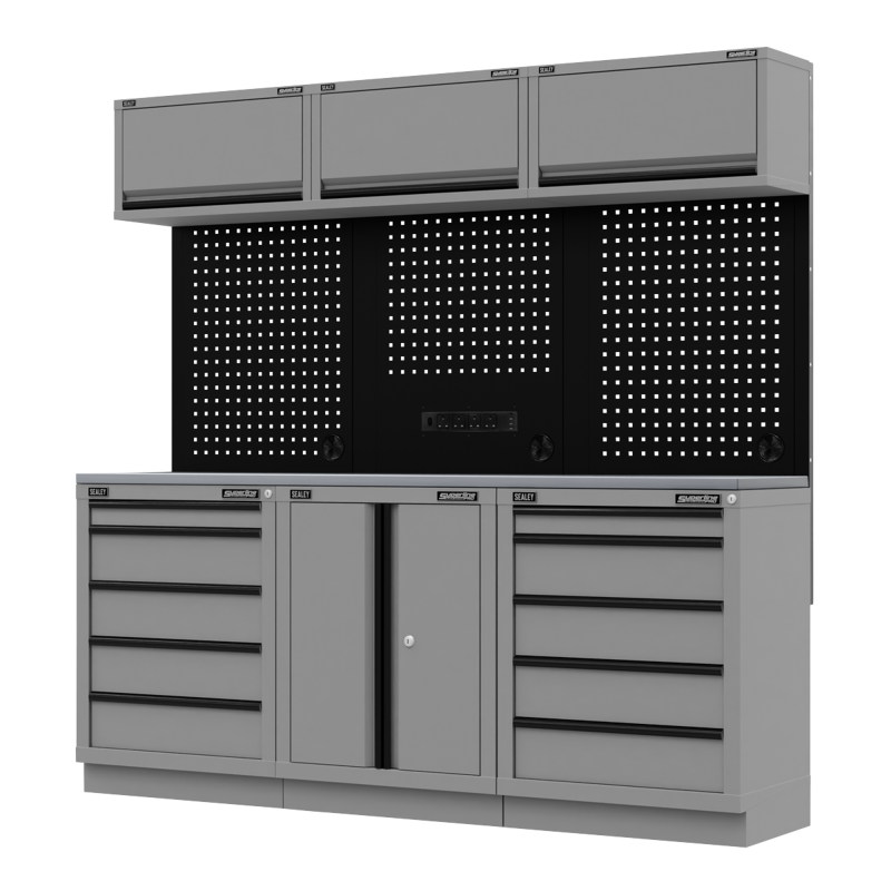 Sealey APMSBESTACK04SS Superline PRO Black Edition Storage System with Stainless Worktop 2.04m