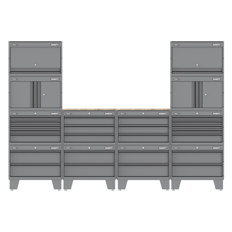 Sealey APMSCCOMBO1 Superline PRO Connect Modular Storage System with Rubber Wood Worktop 2.7m