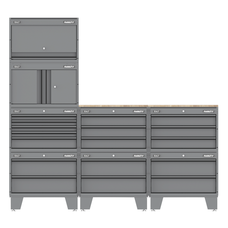Sealey APMSCCOMBO2 Superline PRO Connect Modular Storage System with Rubber Wood Worktop 2.03m