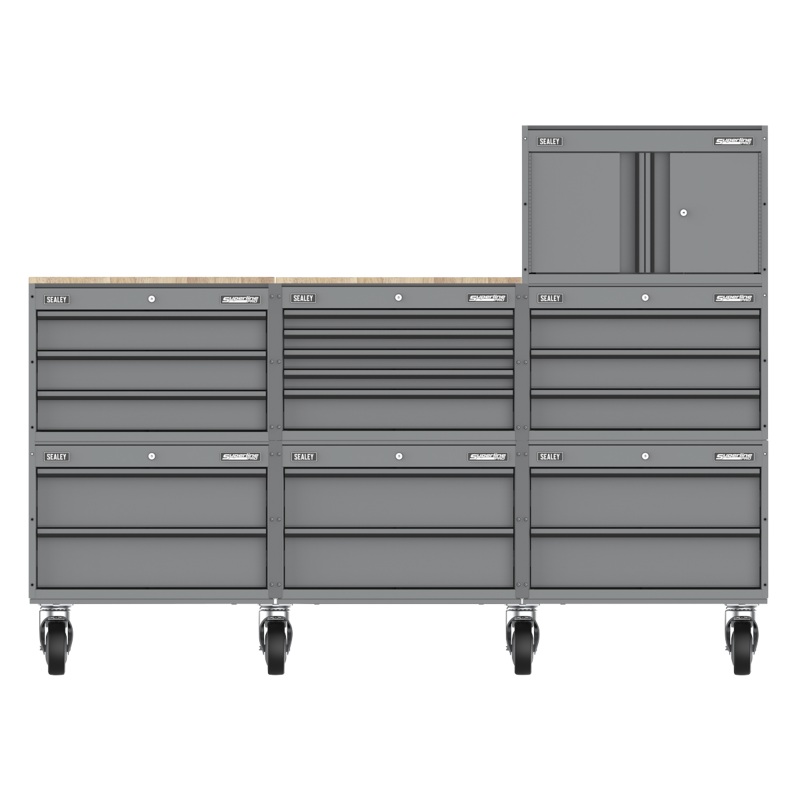 Sealey APMSCCOMBO3 Superline PRO Connect Modular Storage System with Rubber Wood Worktop 2.03m