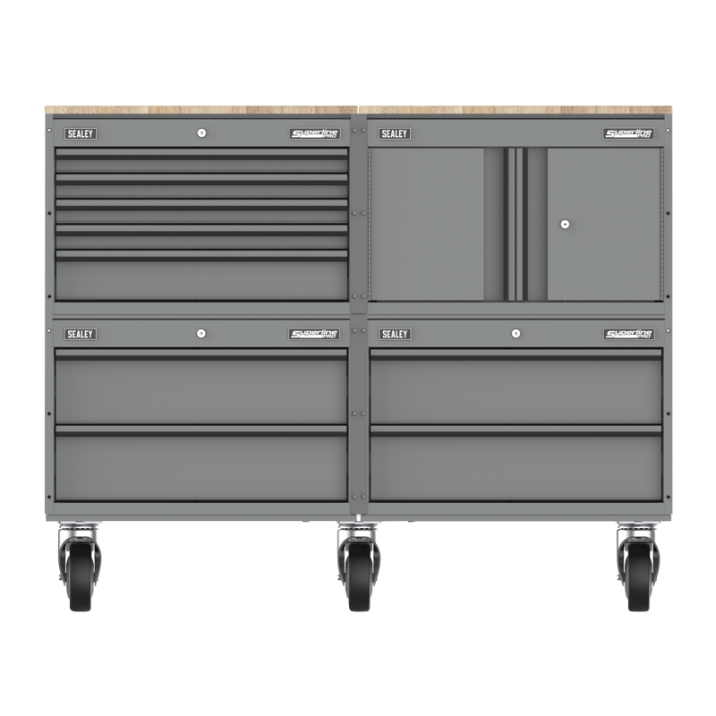 Sealey APMSCCOMBO5 Superline PRO Connect Modular Storage System with Rubber Wood Worktop 1.36m