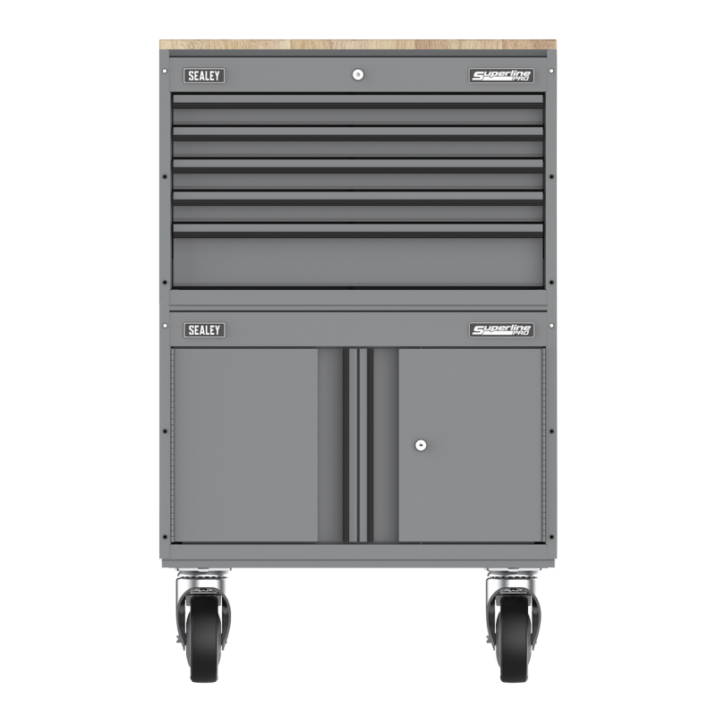 Sealey APMSCCOMBO7 Superline PRO Connect Modular Storage System with Rubber Wood Worktop 678mm