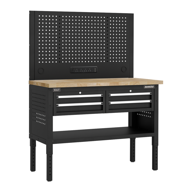 Sealey APMWB50COMBO2W Superline PRO Modular Workbench with 4 Drawers Wooden Worktop 1265mm