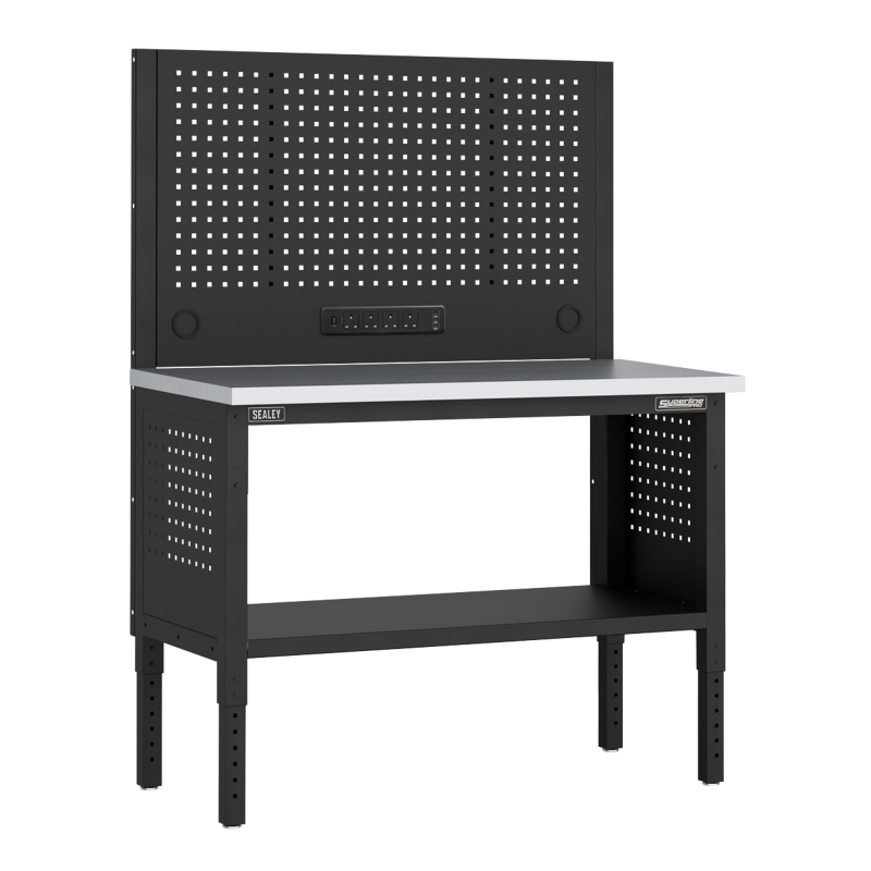 Sealey APMWB50COMBOSS Superline PRO Modular Workbench with Pegboard Back Panel Stainless Steel Worktop 1265mm