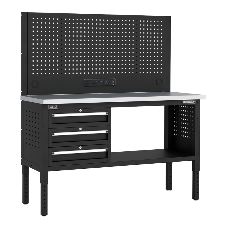 Sealey APMWB60COMBO1SS Superline PRO Modular Workbench with 3 Drawers Stainless Steel Worktop 1525mm
