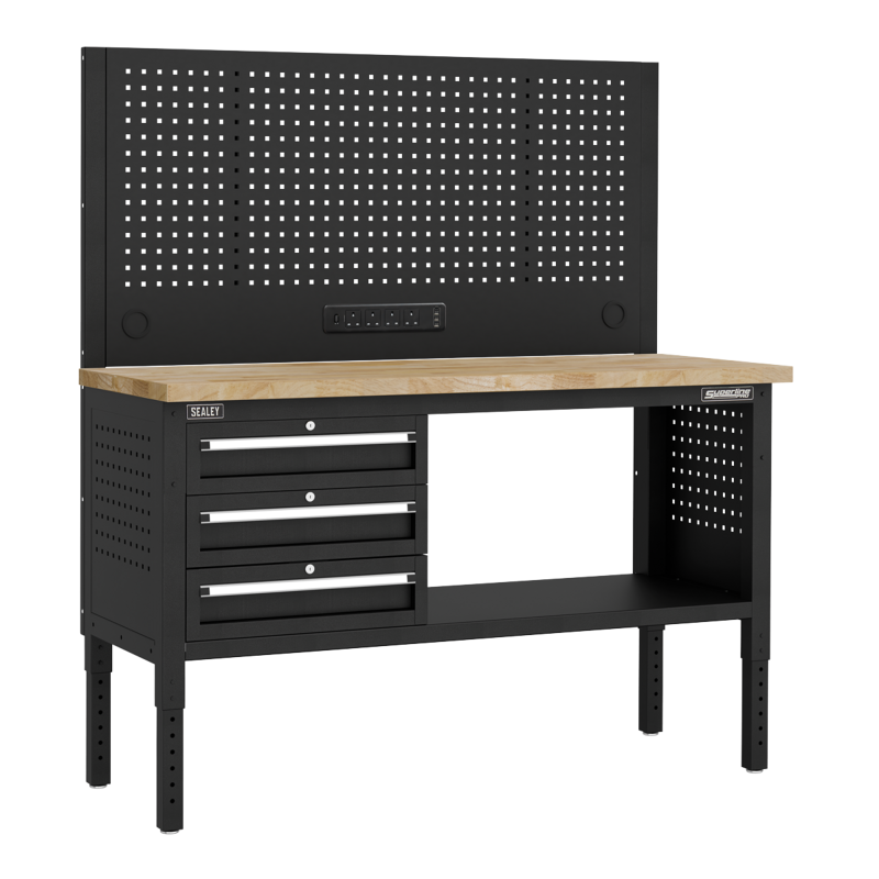 Sealey APMWB60COMBO1W Superline PRO Modular Workbench with 3 Drawers Wooden Worktop 1525mm