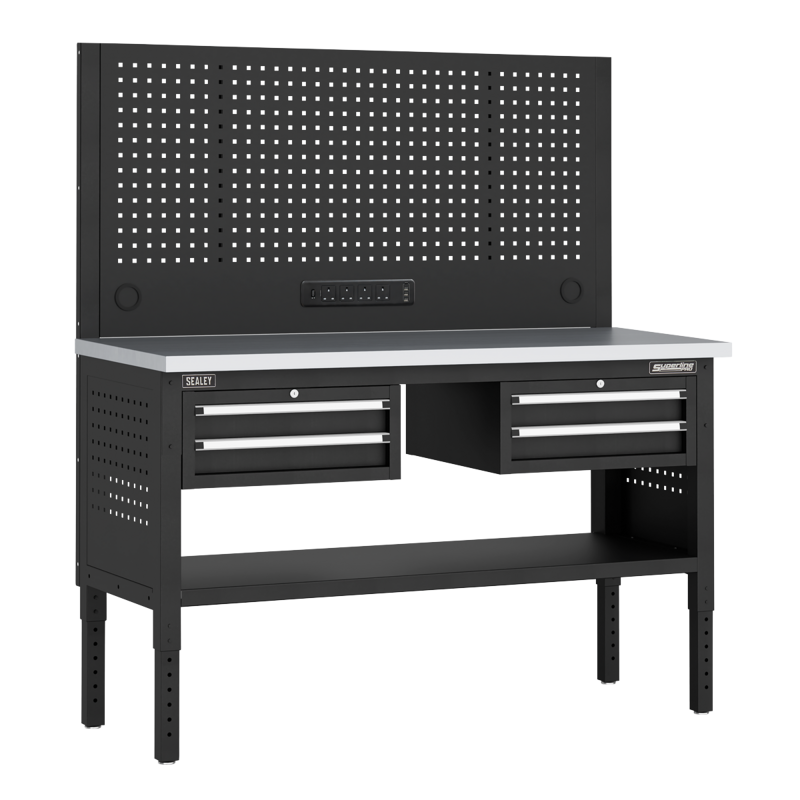 Sealey APMWB60COMBO3SS Superline PRO Modular Workbench with 4 Drawers Stainless Steel Worktop 1525mm