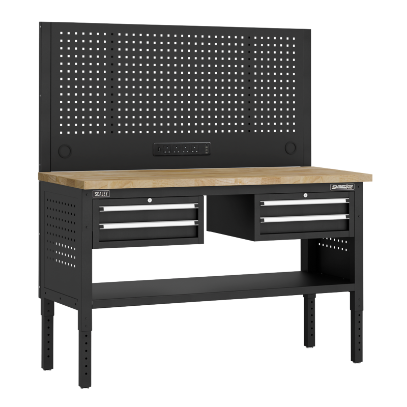 Sealey APMWB60COMBO3W Superline PRO Modular Workbench with 4 Drawers Wooden Worktop 1525mm