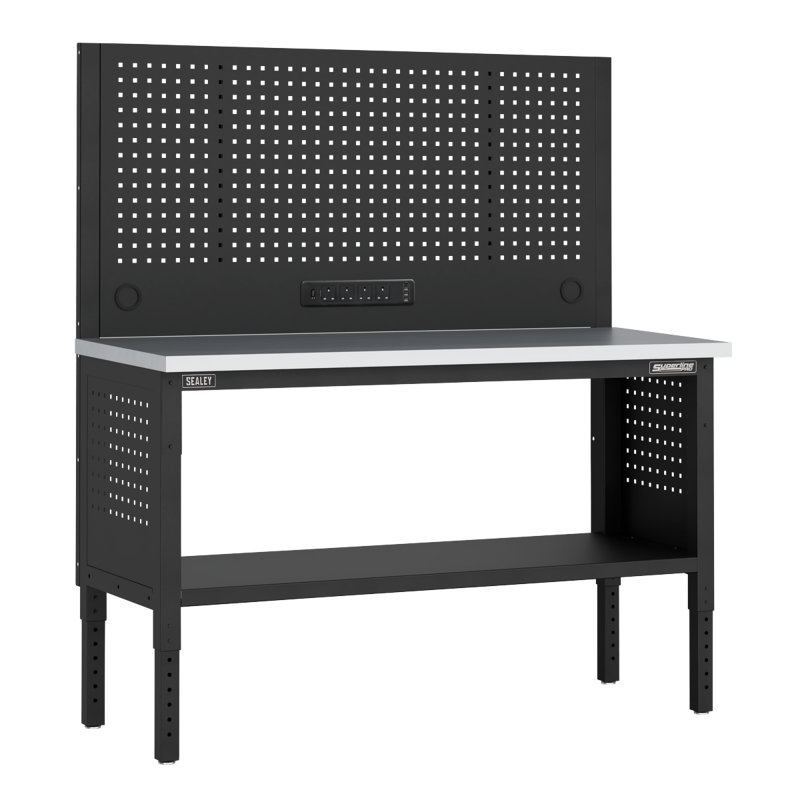 Sealey APMWB60COMBOSS Superline PRO Modular Workbench with Pegboard Back Panel Stainless Steel Worktop 1525mm