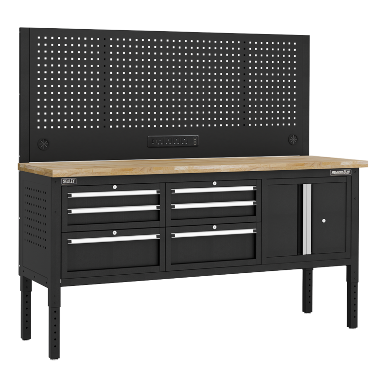Sealey APMWB72COMBO2W Superline PRO Modular Workbench with 6 Drawers Cupboard Wooden Worktop 1830mm