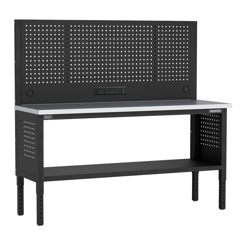 Sealey APMWB72COMBOSS Superline PRO Modular Workbench with Pegboard Back Panel Stainless Steel Worktop 1830mm