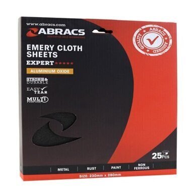 Abracs ABES080 230mm x 280mm 80 Grit Emery Sheets (Pack of 25)